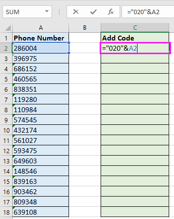 doc add area country code 2