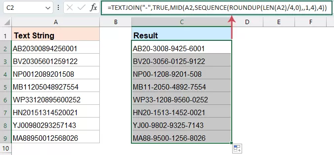 Add Characters Every X Characters by formula