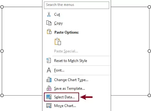 Selecting Select Data from the bubble chart context menu