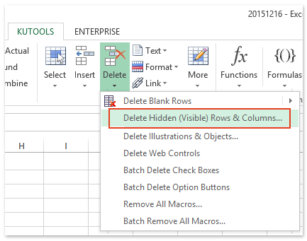 Excel addin: Delete all hidden/blank/visible rows and columns