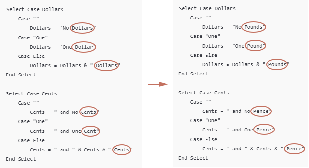 A screenshot showing how to change the codes to adapt for other currencies