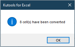 A screenshot of the dialog confirming cells converted to decimal time