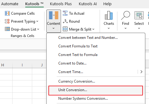 screenshot of converting temperature units with kutools for excel