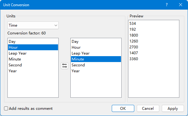 specify options in the dialog box
