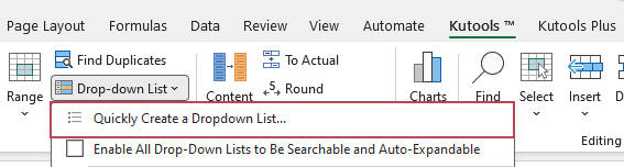 Click Quickly Create a Dropdown List