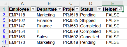 Duplicate rows including first occurrences are hidden