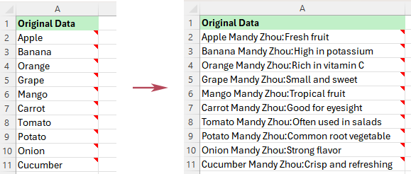 The note content of every selected cell is inserted into the corresponding cells in one batch