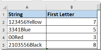 doc find first letter position 1