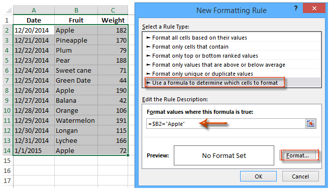 doc highlight row if cell contain 3