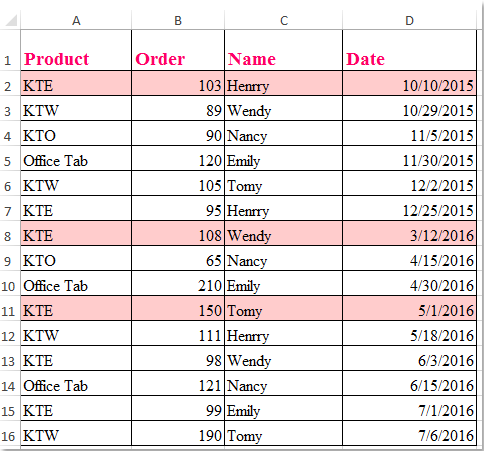 doc highlight multiple cell values 1