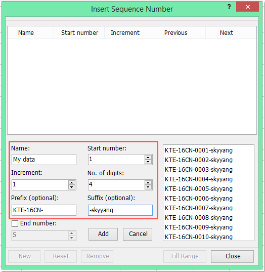 doc increment alphanumeric 4