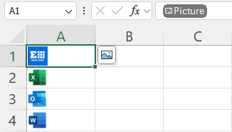 Each selected picture will be inserted into its own cell.