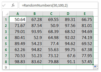 random numbers between 50 and 500 with 2 decimal places