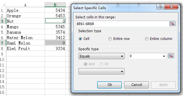 doc select specific cells