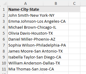 Values merged by row with a hyphen as delimiter