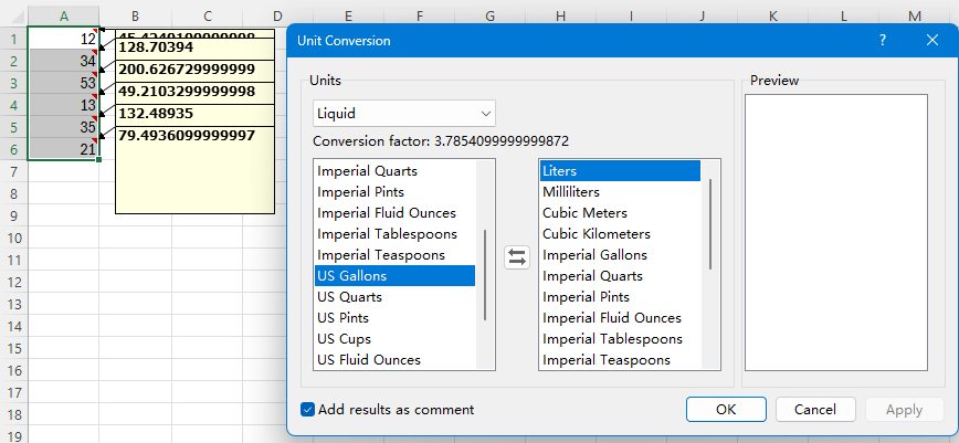 add the converted result as comments