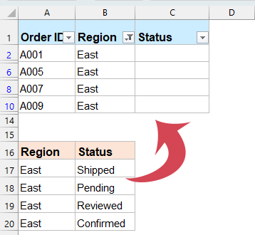 paste different values to visible cells
