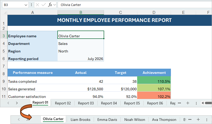 Rename multiple worksheets using values from the same cell in Excel