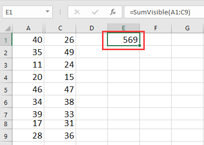 doc sum exclude hidden column 2