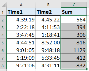 doc sum format time decimal 6