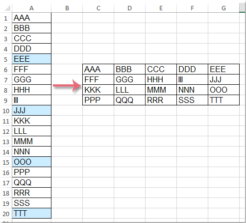 doc transpose every 5 rows 1