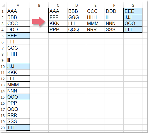 doc transpose every 5 rows 6