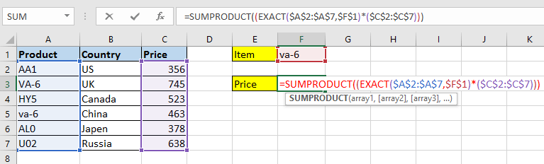 doc vlookup case sensitive insensitive 6