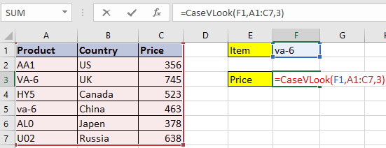 doc vlookup case sensitive insensitive 8