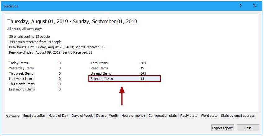 doc count selected emails 06