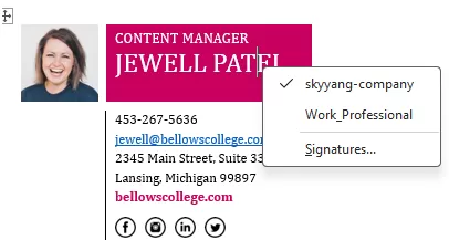 Choose default signature for new or reply