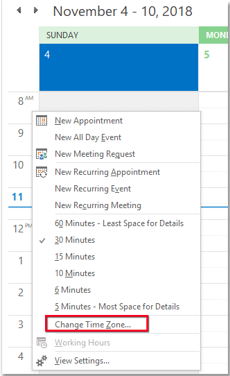 doc two time zone in calendar 2