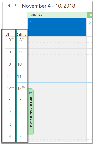 doc two time zone in calendar 4