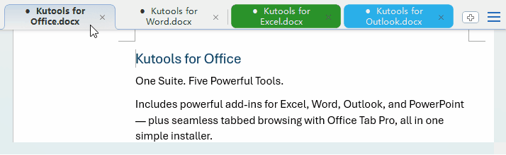 Navigate through documents using Office Tab