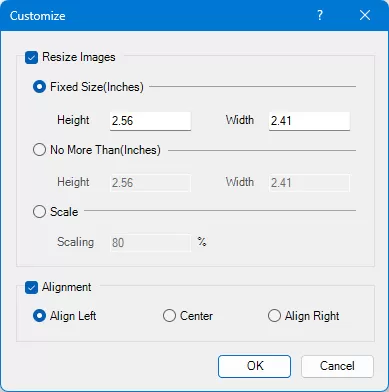 Customize image size