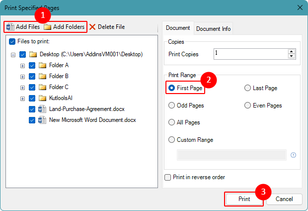 Batch print settings in Kutools