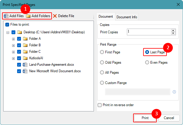 Batch print settings in Kutools