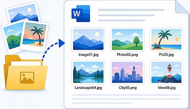 insert multiple images with filenames