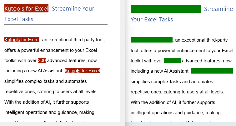 Redact sensitive text by kutools