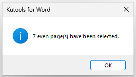 Even pages are selected