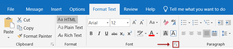 aglow for selected text in message body