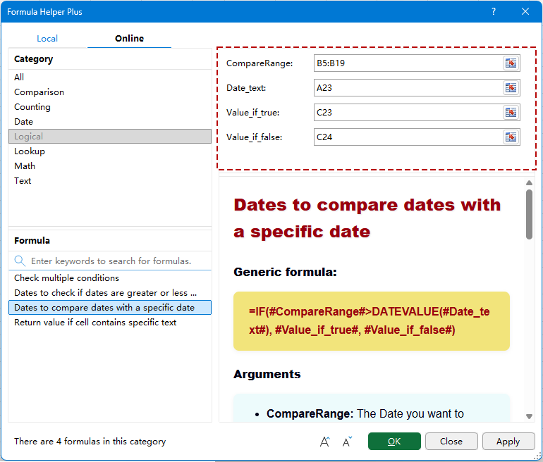 Compare Dates with a Specific Date in Excel