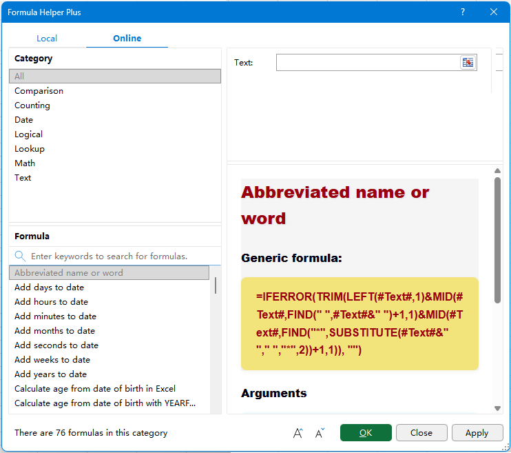 Formula Helper Plus Online formula library