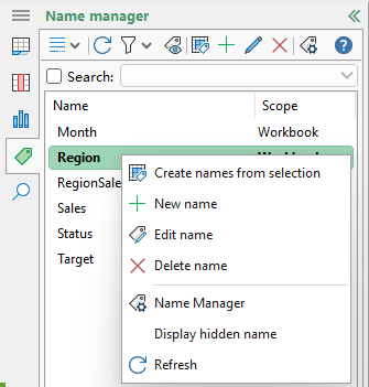 Right-click menu options