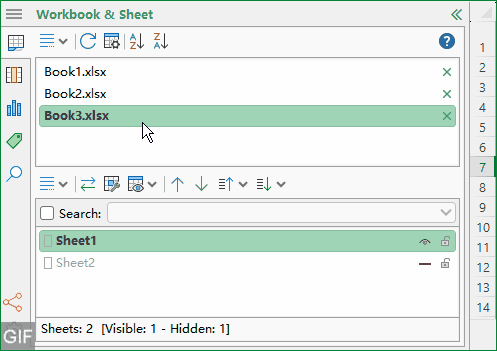 Switch between open workbooks