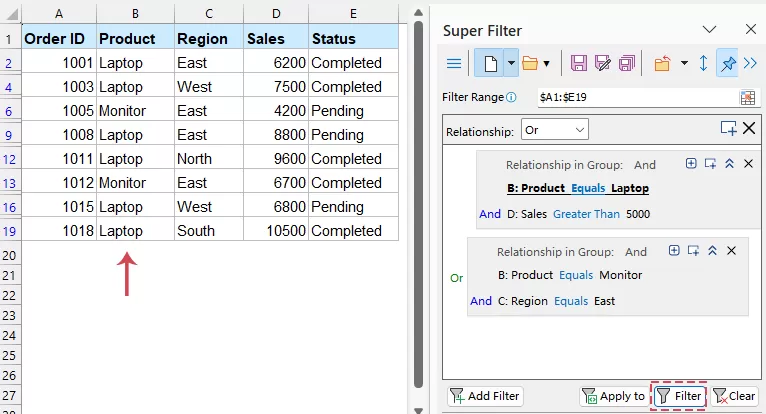 Combine AND and OR Conditions with Multiple Criteria Groups