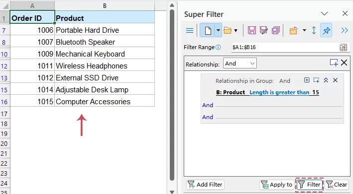 Filter Data by Text Criteria