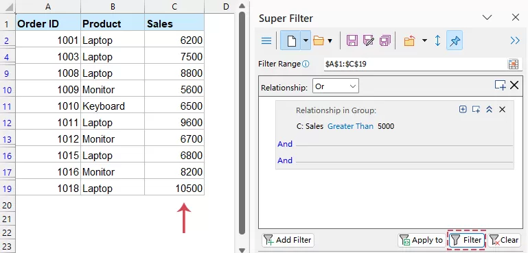 Filter Data by Number Criteria