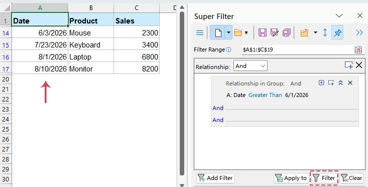 Filter Data by date Criteria