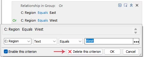 Delete a criterion