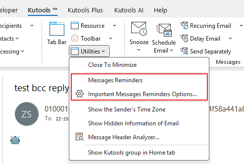 shot select message reminder feature in the ribbon